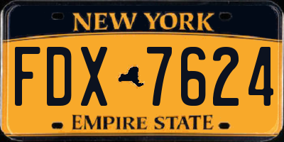 NY license plate FDX7624