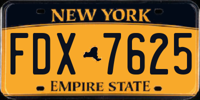 NY license plate FDX7625