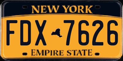 NY license plate FDX7626
