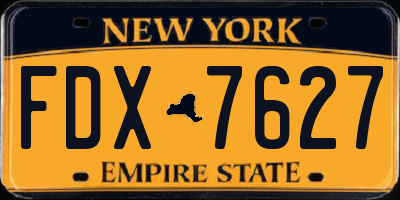NY license plate FDX7627
