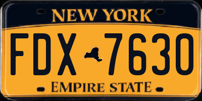 NY license plate FDX7630