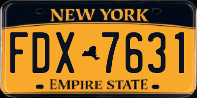 NY license plate FDX7631