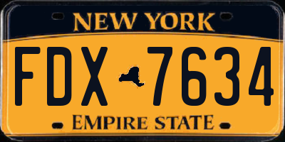 NY license plate FDX7634