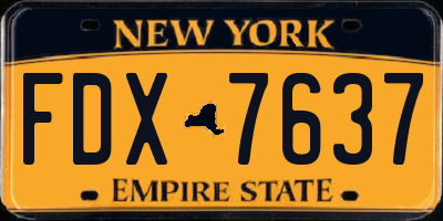 NY license plate FDX7637