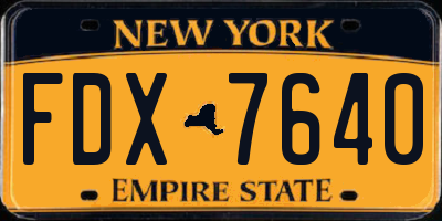 NY license plate FDX7640