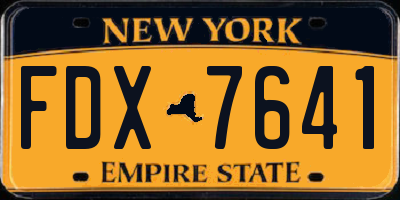 NY license plate FDX7641