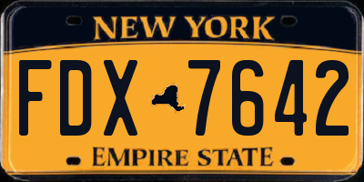 NY license plate FDX7642