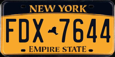 NY license plate FDX7644