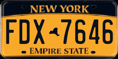 NY license plate FDX7646