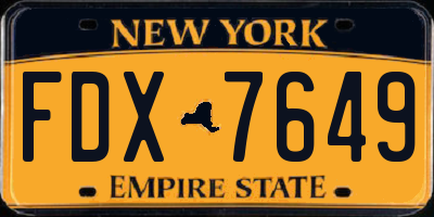 NY license plate FDX7649