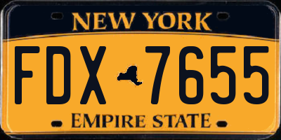 NY license plate FDX7655