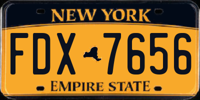 NY license plate FDX7656