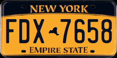 NY license plate FDX7658