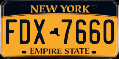 NY license plate FDX7660