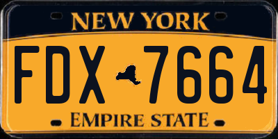 NY license plate FDX7664