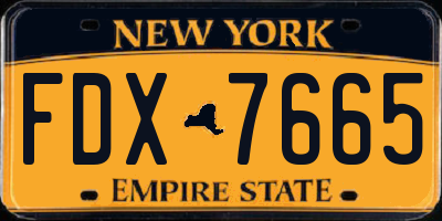 NY license plate FDX7665
