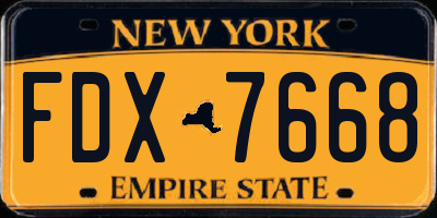 NY license plate FDX7668