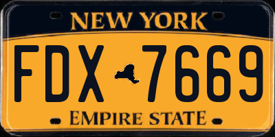NY license plate FDX7669