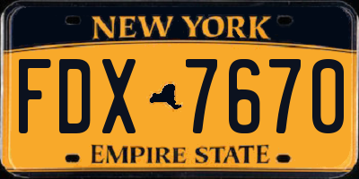 NY license plate FDX7670