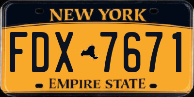 NY license plate FDX7671