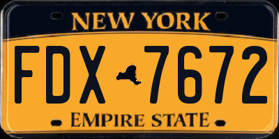 NY license plate FDX7672