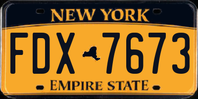 NY license plate FDX7673