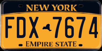 NY license plate FDX7674