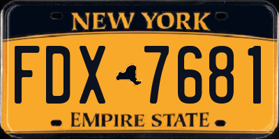 NY license plate FDX7681