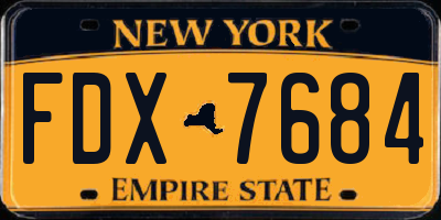 NY license plate FDX7684