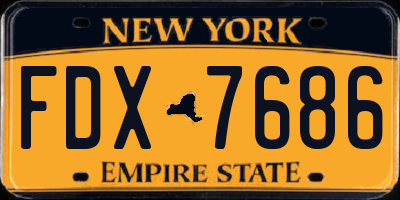 NY license plate FDX7686