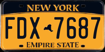 NY license plate FDX7687