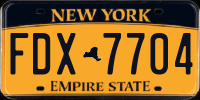 NY license plate FDX7704