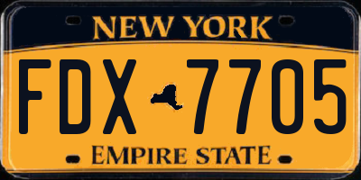 NY license plate FDX7705