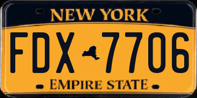 NY license plate FDX7706