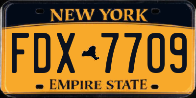 NY license plate FDX7709
