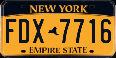 NY license plate FDX7716