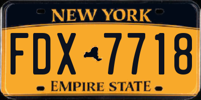 NY license plate FDX7718