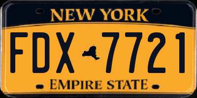 NY license plate FDX7721