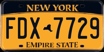 NY license plate FDX7729