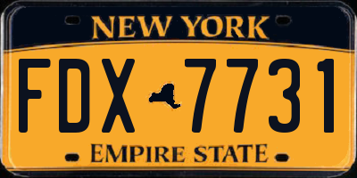 NY license plate FDX7731