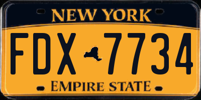 NY license plate FDX7734