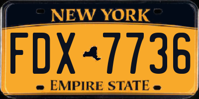 NY license plate FDX7736