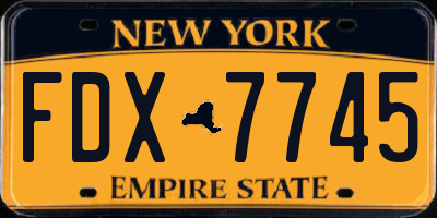 NY license plate FDX7745