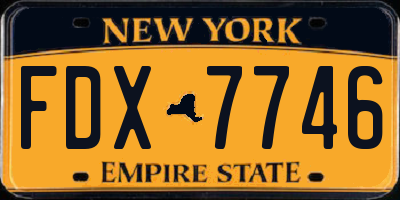 NY license plate FDX7746