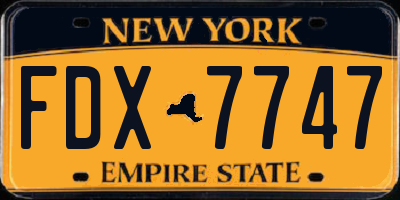 NY license plate FDX7747