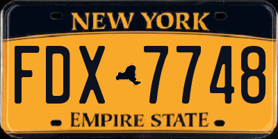 NY license plate FDX7748