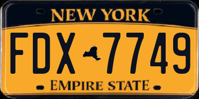 NY license plate FDX7749