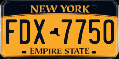 NY license plate FDX7750