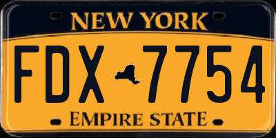 NY license plate FDX7754