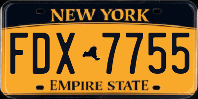 NY license plate FDX7755